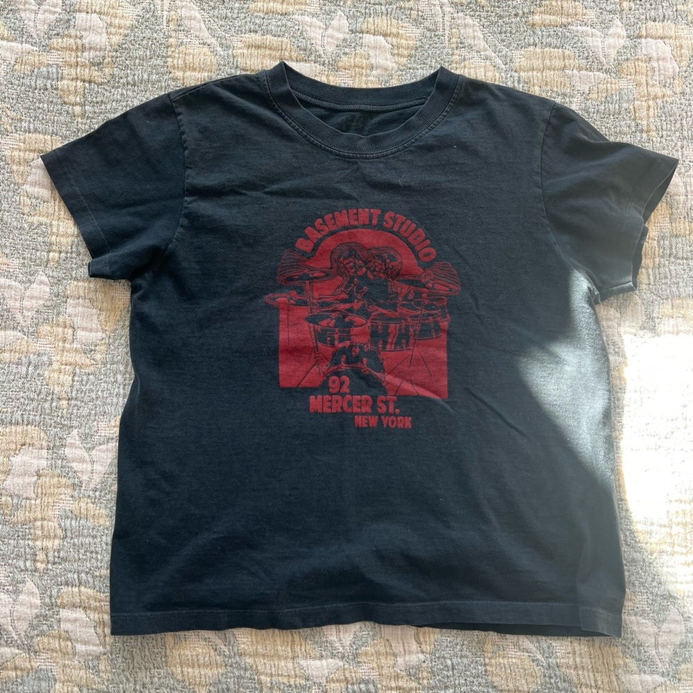 Brandy Melville Black and Red Graphic Tee